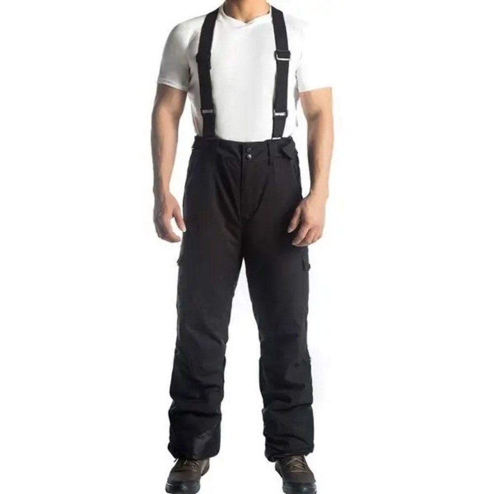 PRZEWALSKI Insulated Ski Pants Snow Pants with Suspenders Black Men’s Small